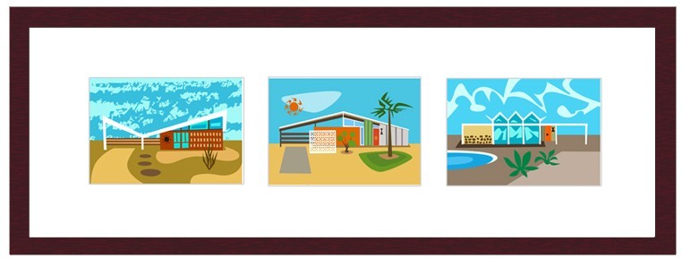 Nat Reed Googie Triptych Graphic Art Prints
