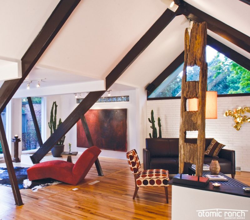 AFrame Living Room is a Midcentury Landscape Home