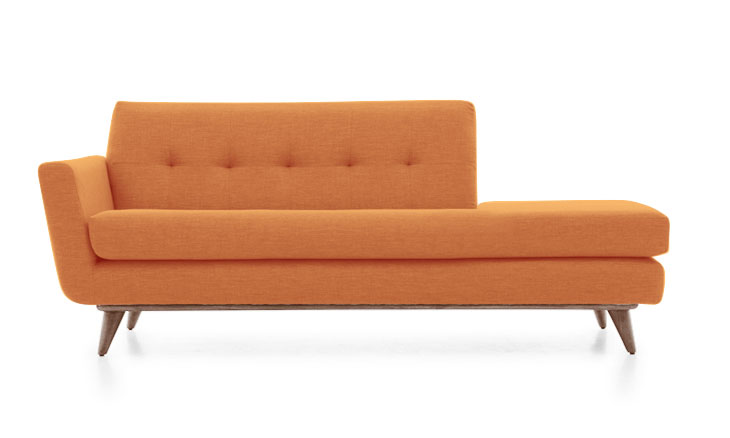 atomic orange midcentury style sofa