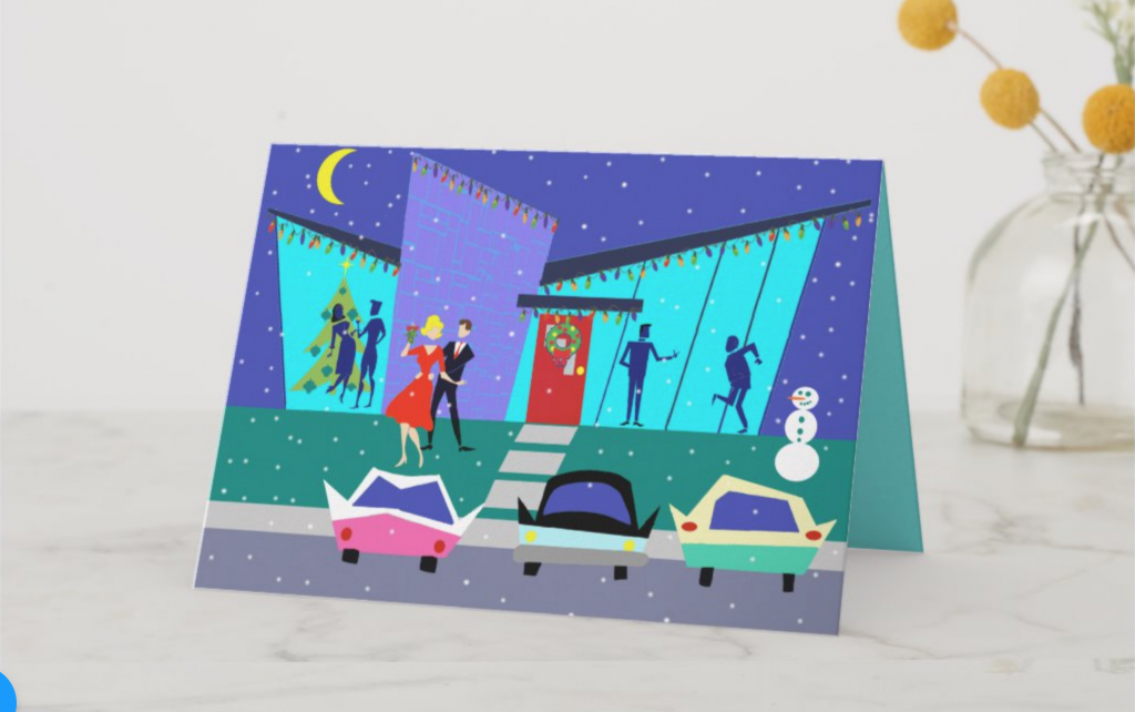 mid century retro style christmas card