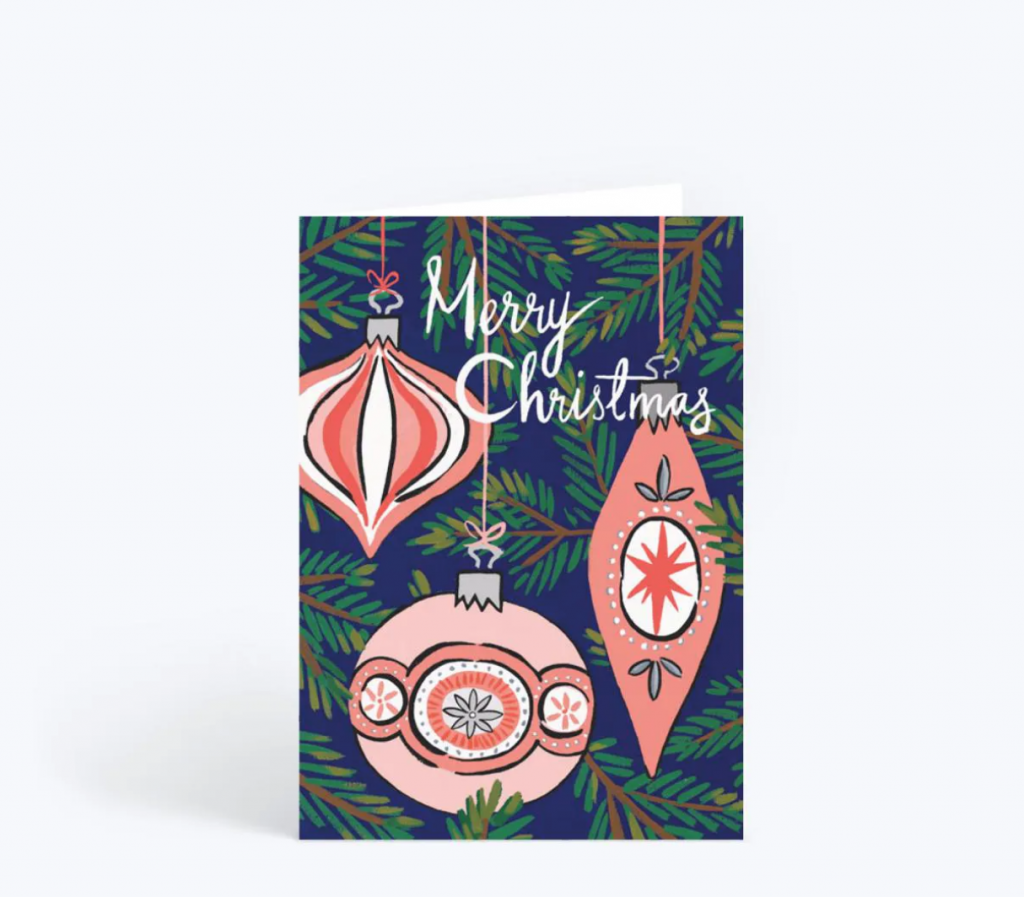 retro shiny bright mid century christmas card