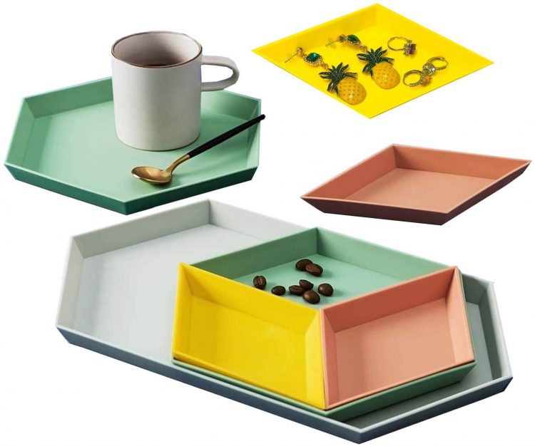 Multi-colored geometric nesting tables.