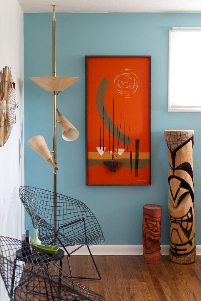 Mid Century Tiki office with Witco painting