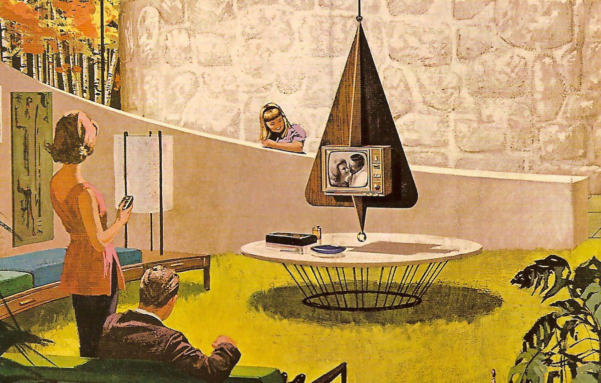 VERY RARE 1961 MOTOROLA TV CHARLES SCHRIDDE ART Vintage Color 2pg AD 20 x 14