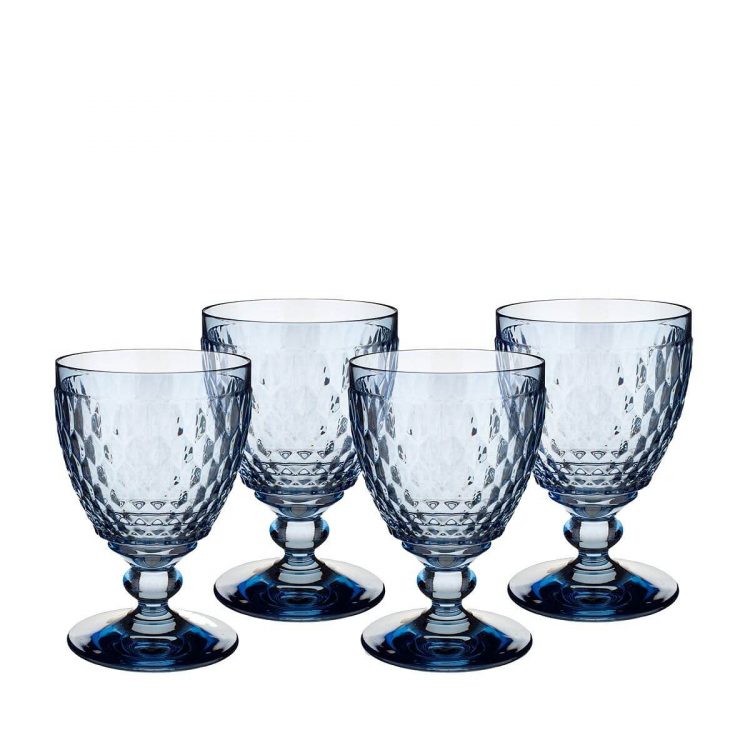 Color of the year, classic blue, glass goblets.