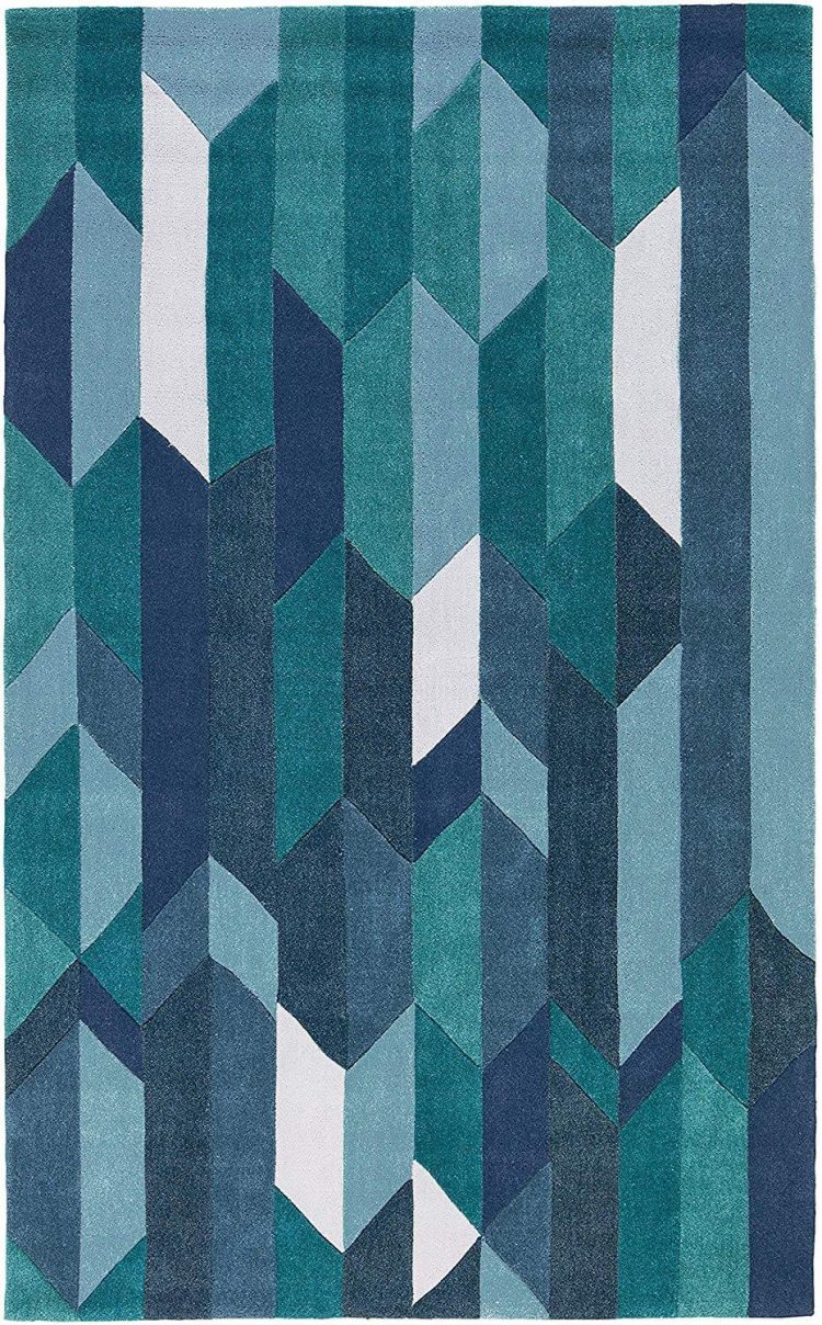 A mid century color-blocked rug sporting the color of the year, classic blue.