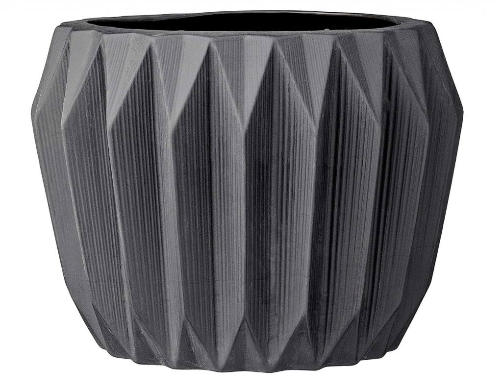 black ceramic mid century modern style planter