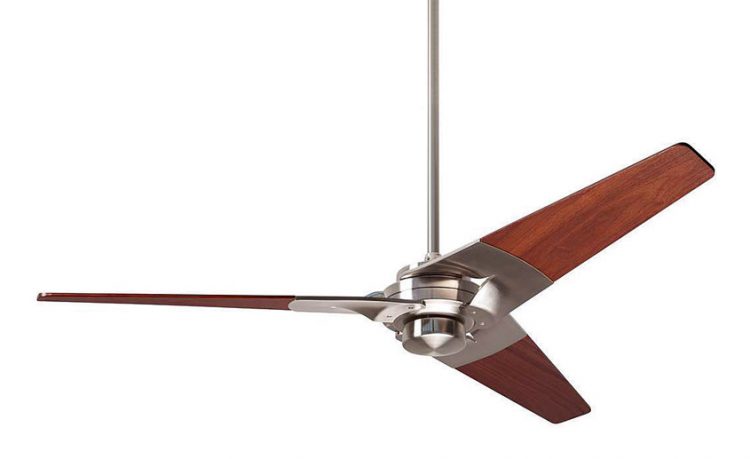 Mid century kitchens fan with a nickel base and mahogany blades.