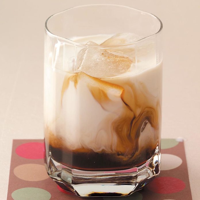 White Russian drink in clear glass