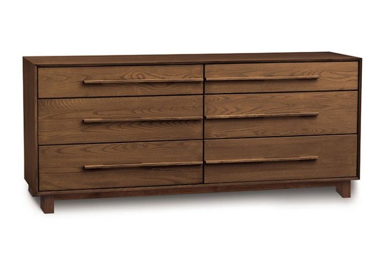 dark walnut mid century dresser with bar pulls
