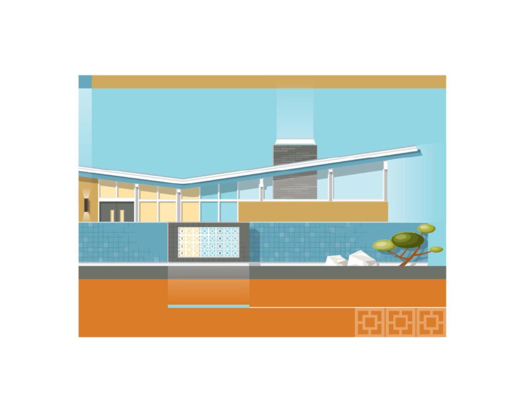 Midcentury Modern home portrait print by Christian Musselman