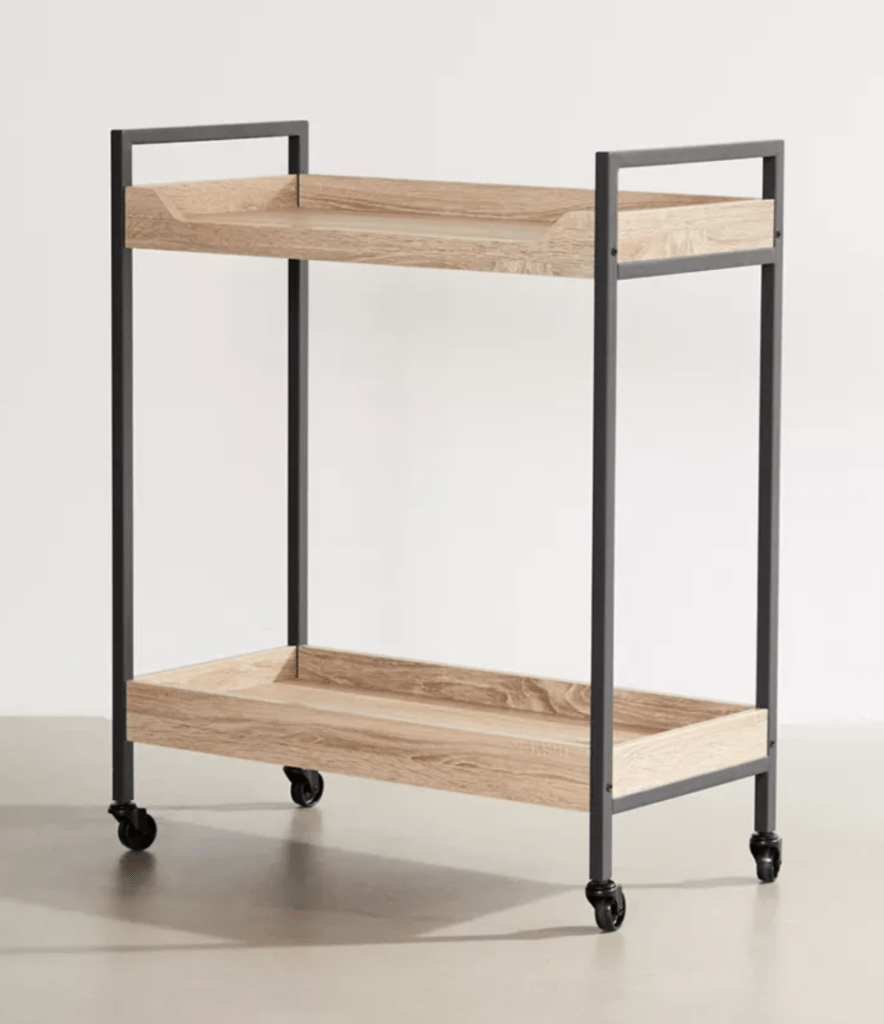Wood and metal modern bar cart for your outdoor conversation area