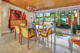 Mid mod dining room with a Danish hutch and vintage Bertoia dining table