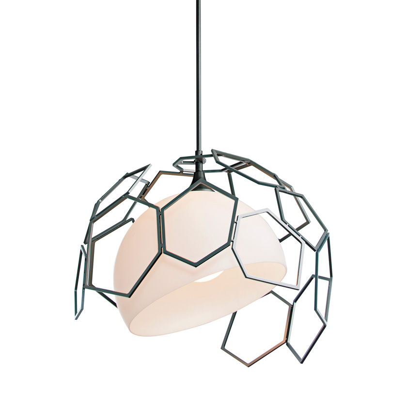Sculptural light with artistic geometric pattern