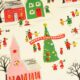 Christmas village retro style wrapping paper