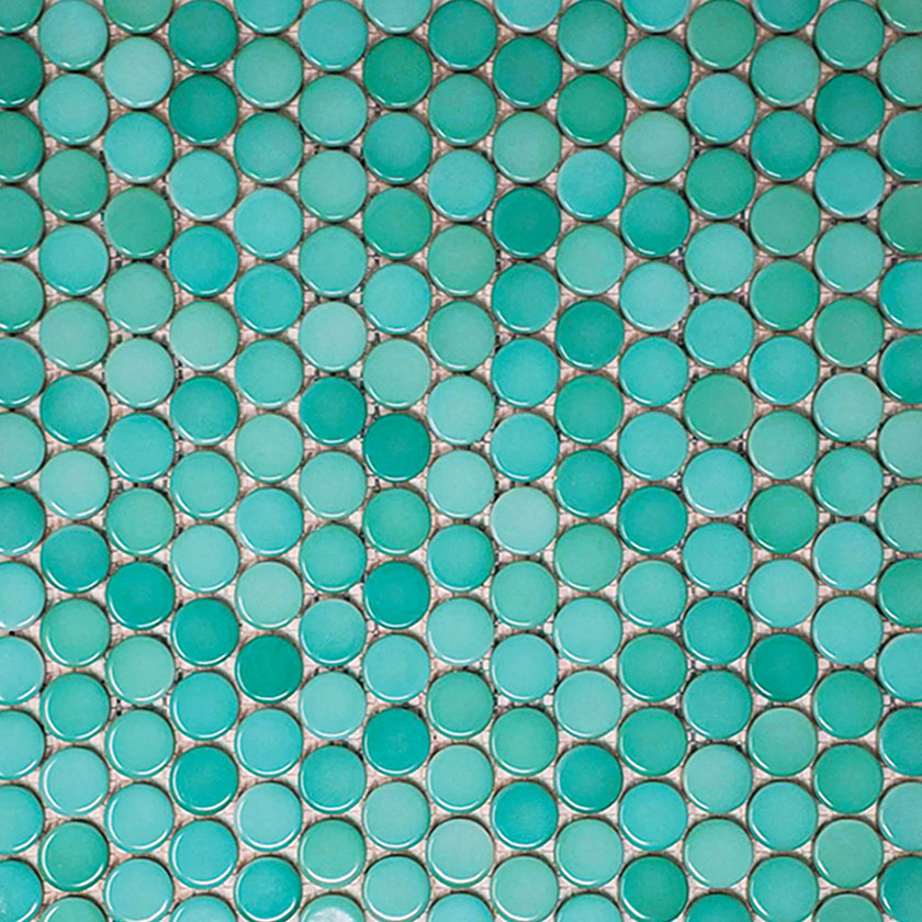 Popdotz porcelain 1-inch glossy round tile in spearmint