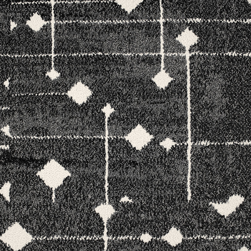 Black and white Hollin Hills carpet tile with geometric design