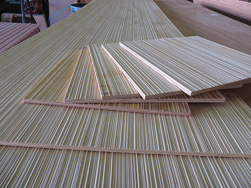 grooved plywood pieces