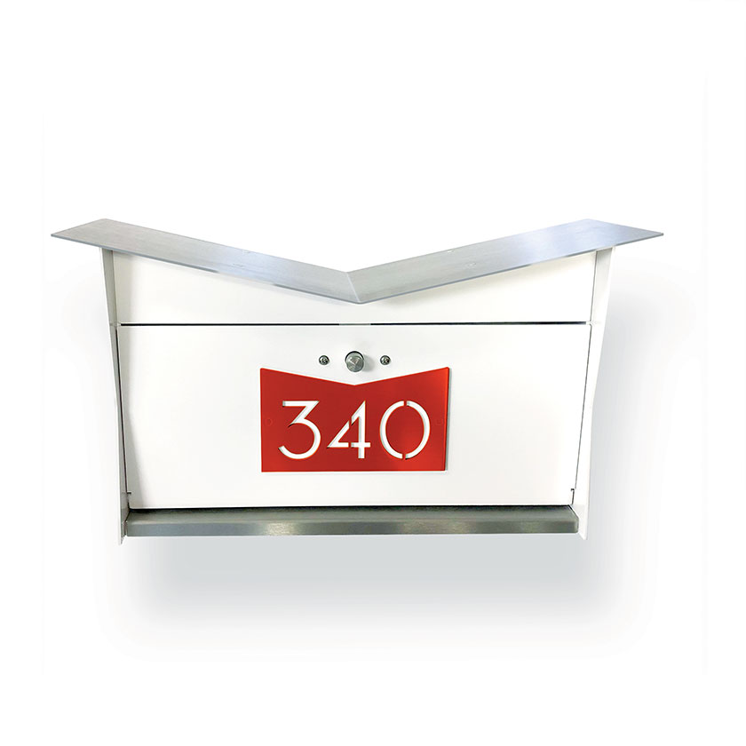 The ButterFly wall mounted mailbox in White and Firecracker Red