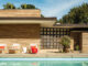 1948 Herbert Burns home exterior pool and glass wall