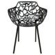 Black LeisureMod Devon Modern Flower Design outdoor aluminum dining armchair