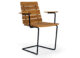 Grinda armchair with wood seat and black legs