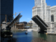 The DuSable Bridge in Chicago, Illinois. Also called The Michigan Avenue Bridge.