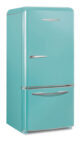retro style fridge Elmira Stove Works in robin's egg blue
