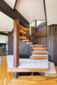 Beautiful wooden spiral staircase in Mid Century California home