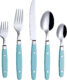 A set of turquoise silverware.