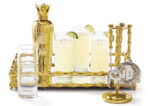 Gold bamboo bar gift set with tray, shaker and accessories