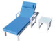 Blue sun bed with matching white end table