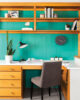 home office with teal beadboard in Denver renovated ranch