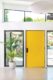 Newport Beach modern home entryway yellow door