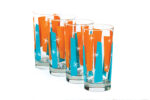 I Dream of Palm Springs glass set in orange and teal.