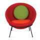 Bright red bowl chair