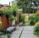 wire chairs and rectangular pavers in MCM backyard