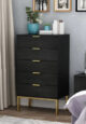 Modern black dresser with 5 drawers