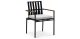 Black aluminum outdoor dining chair with beige cushion