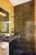 bathroom with black hexagonal tile in Palm Springs Palmer & Krisel home