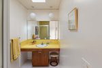 Yellow mid-century bathroom