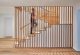 staircase with wooden screen in Maryland mid century home