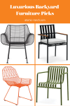 Pinterest billboard pin displaying four outdoor chairs