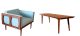 Casara Modern MCM style coffee table and clementine chair