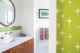 green starburst wallpaper in modern bathroom