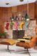 retro color palette stocking and mantel display in MCM Idaho home holiday decor