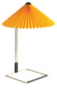 table lamp with a square base and yellow lamp shade