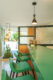 green Bertoia-esque stools in 1950s Old Las Palmas restored kitchen