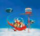 The Jetson family in their red spaceship