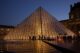 Louvre pyramid at night